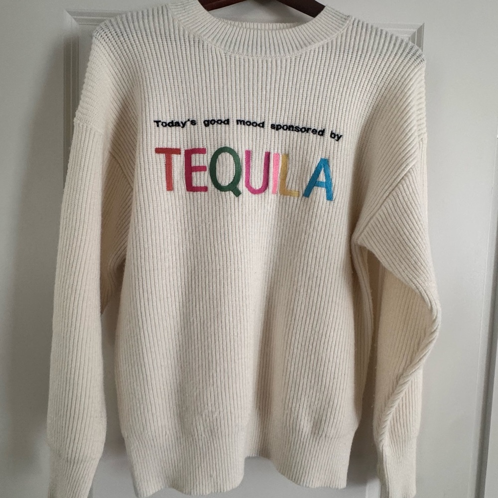 LF Cream Knit Sweater with Multicolor Tequila Design